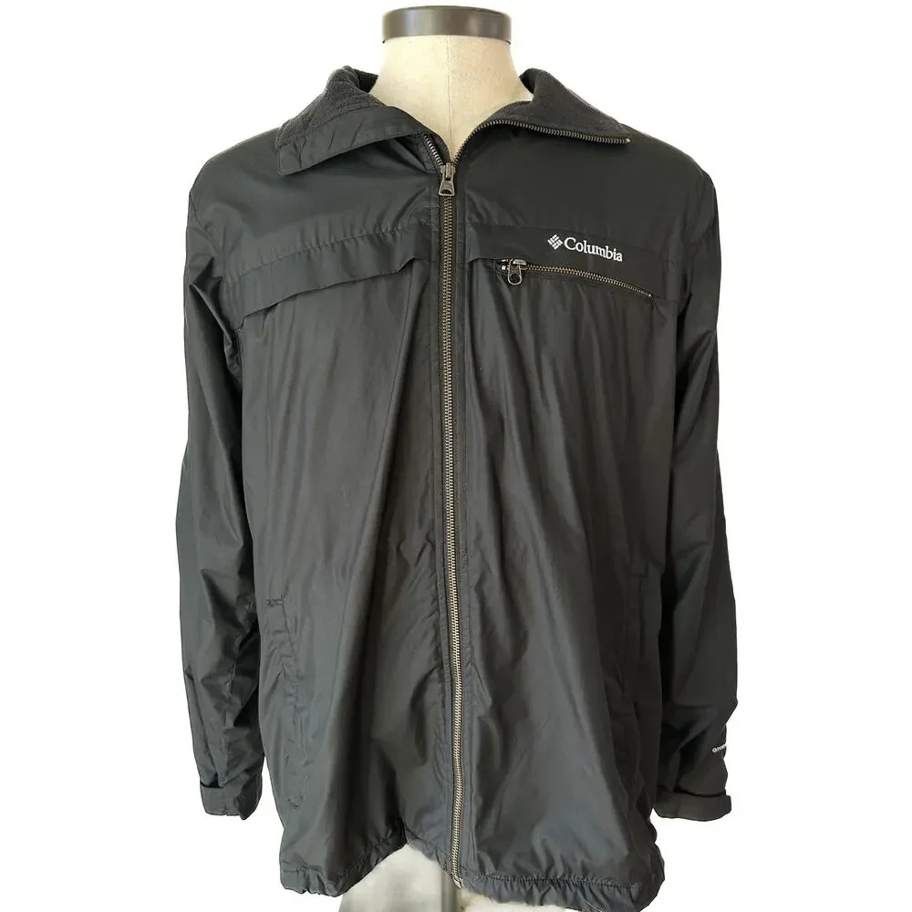 Columbia Omni-Shield Black Jacket Mens M Fleece Lined Windbreaker Gorpcore Zip